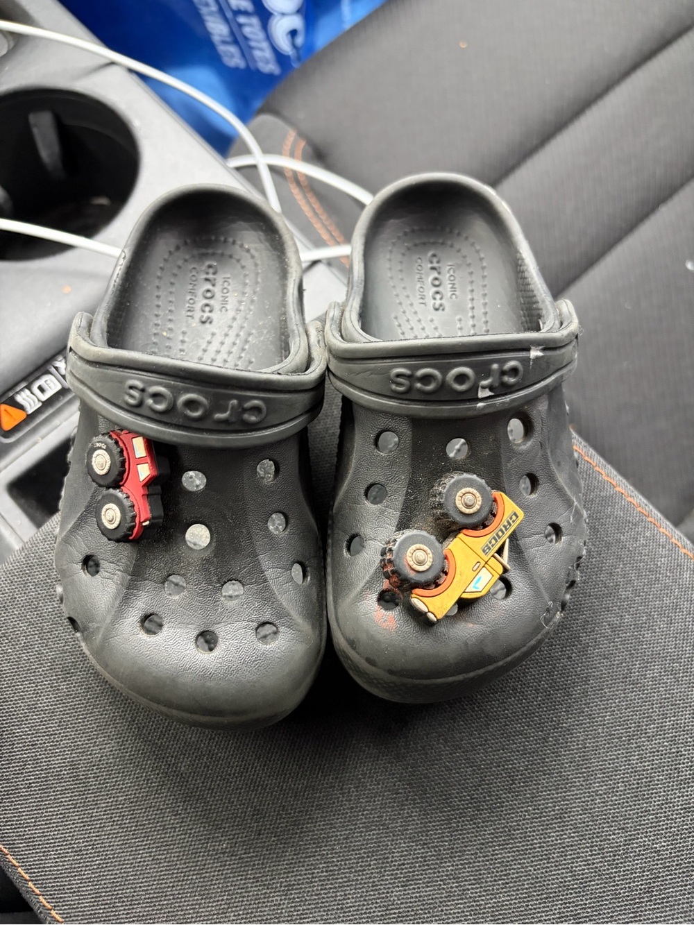 CROCS Kids Black Clog with Toy Car Charms